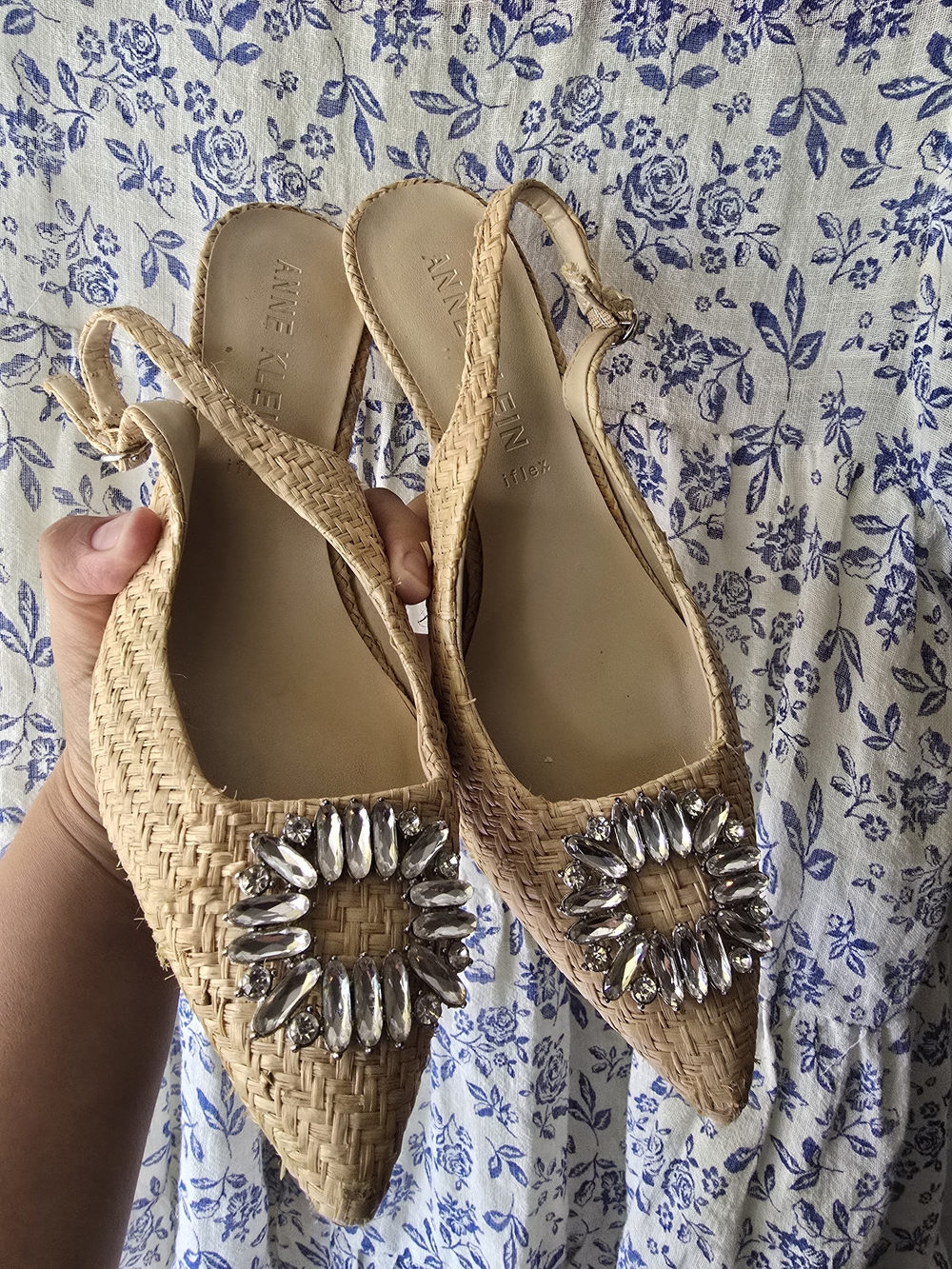 Anne Klein Rocky Natural Raffia Slingback Pump 8 5